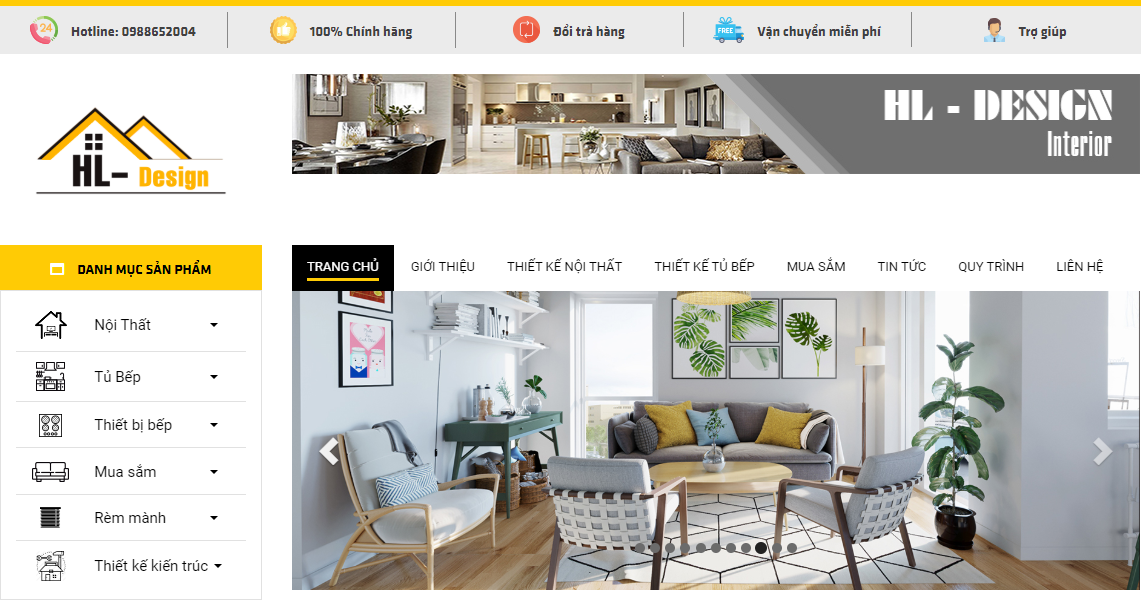 Mẫu website bán hàng nội thất sang đẹp