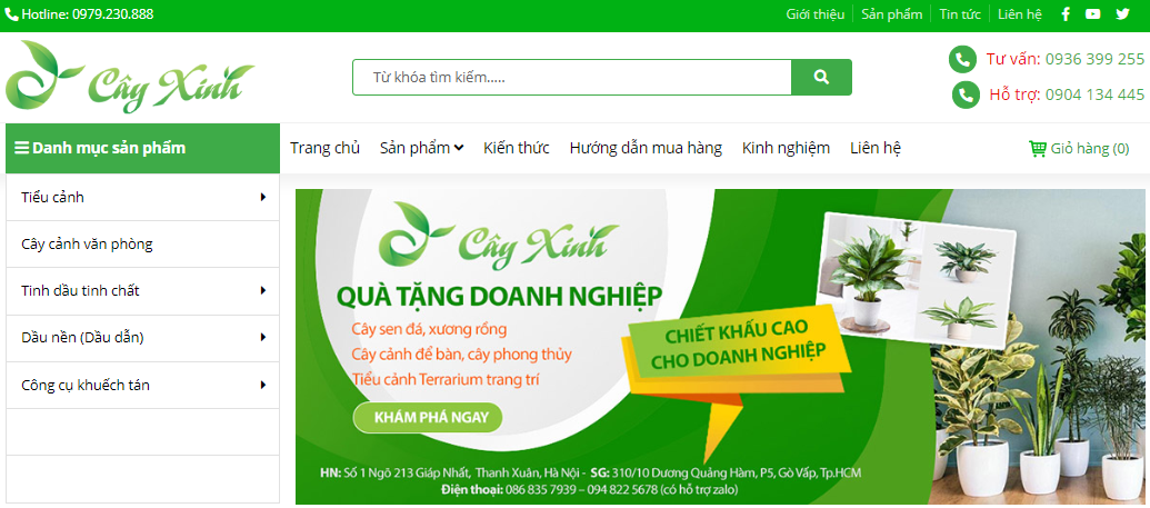 Mẫu website bán hàng cây cảnh đẹp